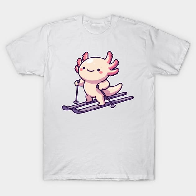 axolotl funny skiing T-Shirt by fikriamrullah